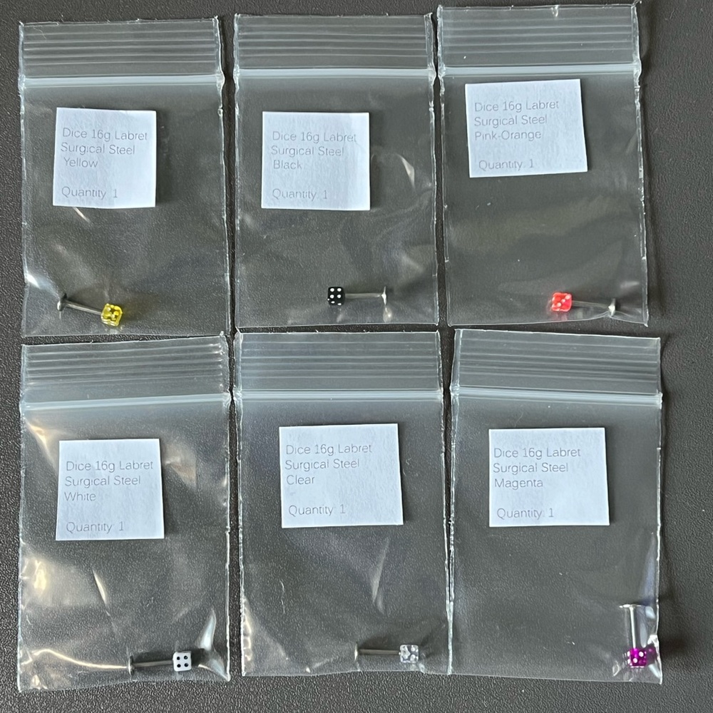 Set of 6 labret rings